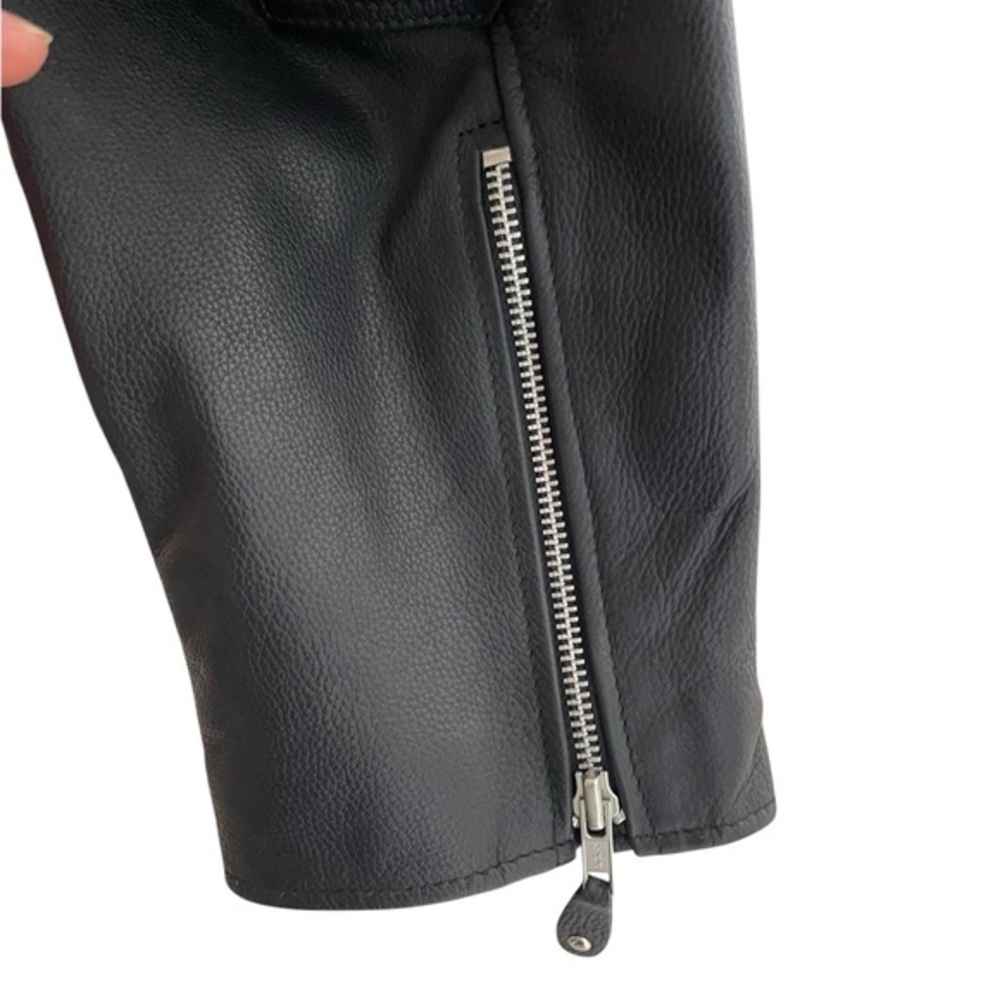 Wilsons Leather Mens XL Black Leather Motorcycle Cafe Racer Jacket Side Lace Up - Picture 4 of 8